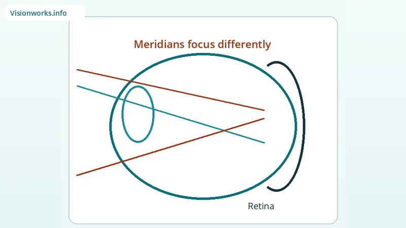 Simplified educational focusing diagram for Astigmatism
