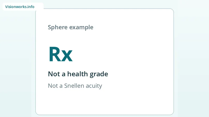 Educational graphic about glasses sphere strength example Rx