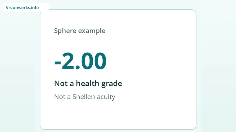 Educational graphic about glasses sphere strength example -2.00