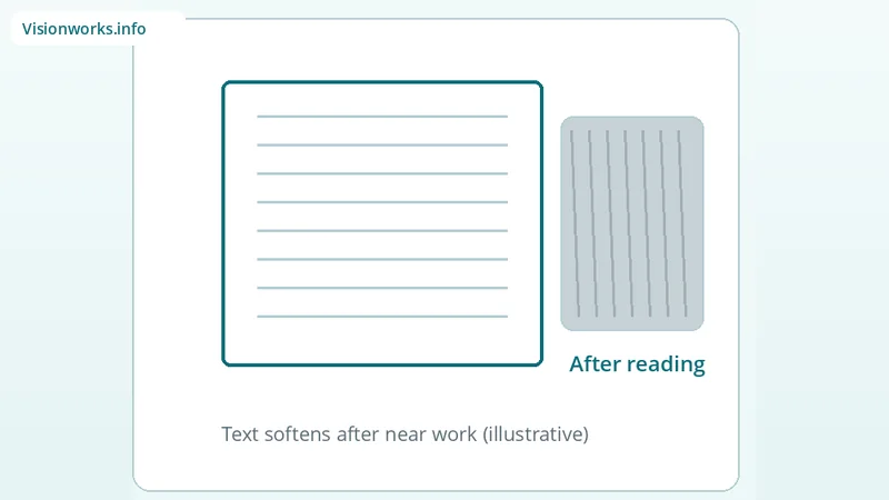 Open book beside soft blur panel illustrating blurry vision after reading