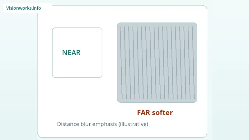Clear near panel versus blurred far panel illustrating distance blur