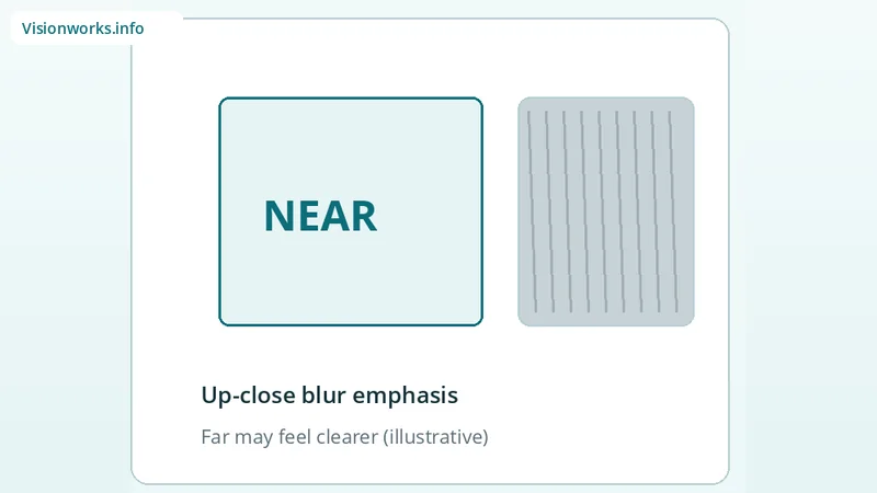NEAR label beside blurred panel illustrating blurry vision up close