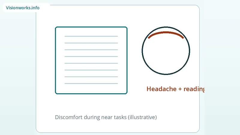Book with head outline and tension arc illustrating headache when reading