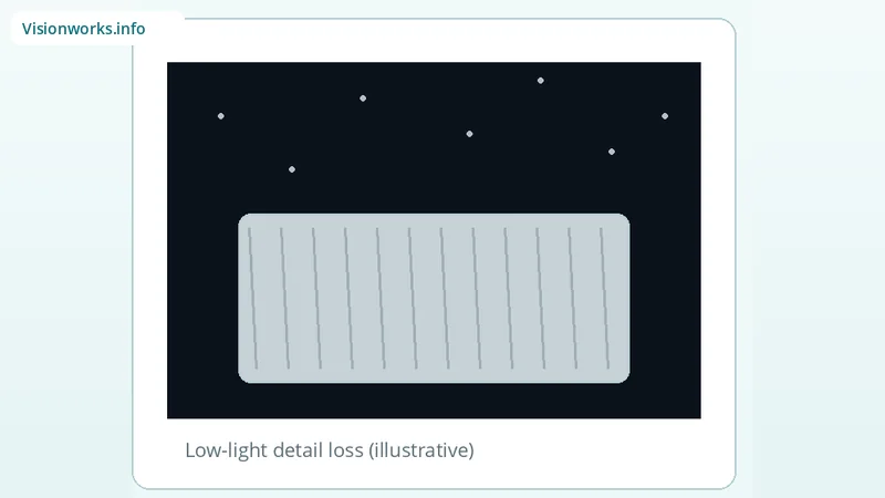 Dim starfield with soft lower panel illustrating night vision problems