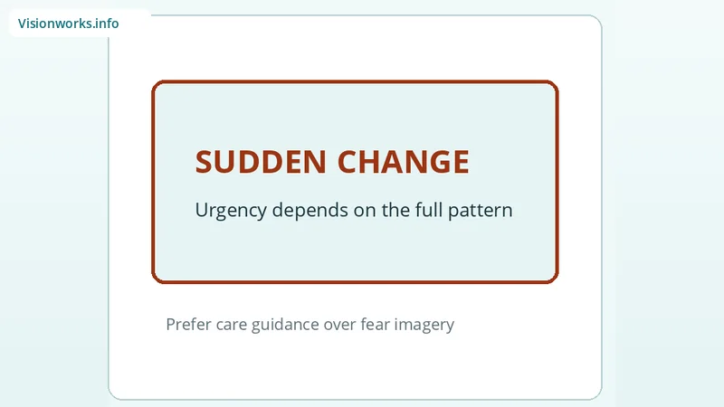 Urgent-care style panel highlighting sudden blurry vision pattern awareness