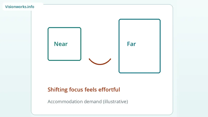 Near and far targets with focus arc illustrating trouble focusing