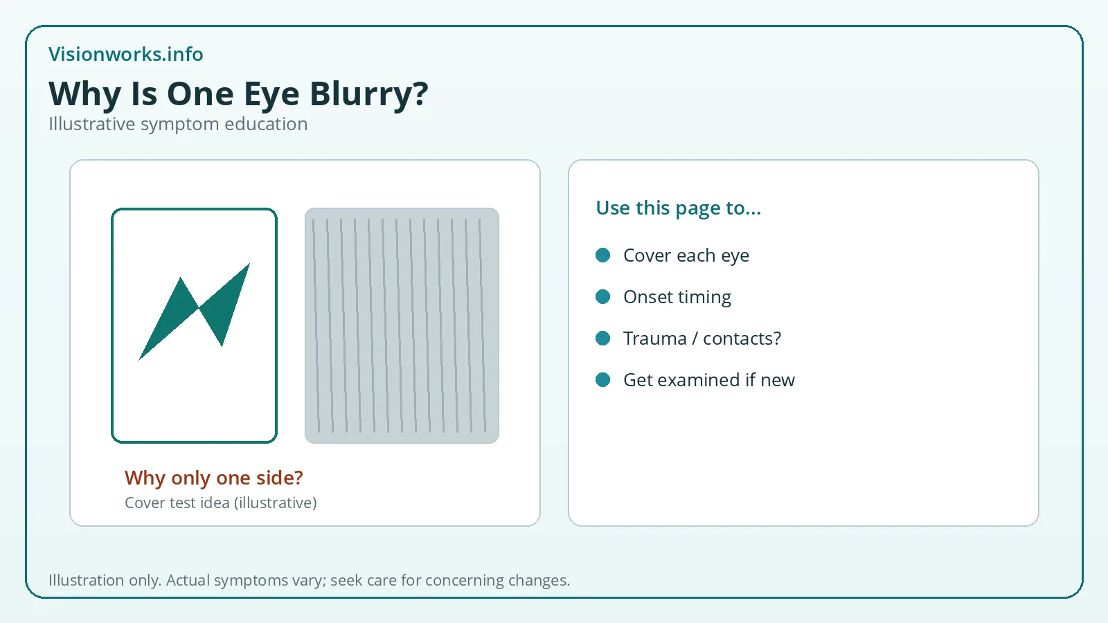 Clear scene versus blurred panel asking why only one eye is blurry