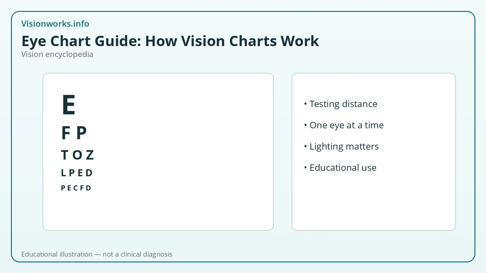 Educational vision encyclopedia graphic for eye chart